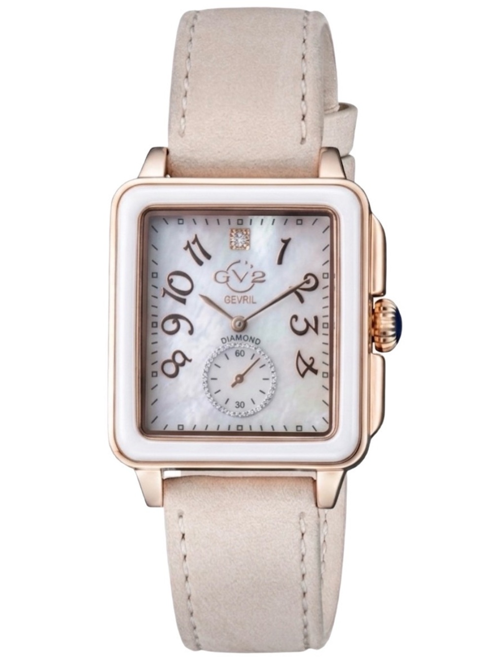 GV2 by Gevril Women's 9262 Bari Cream Enamel MOP Dial Diamond Swiss Quartz Watch